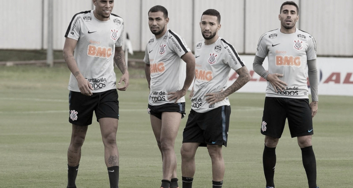 Gustagol, Sornoza, Clayson e Gabriel estão a disposição de Carille para enfrentar o Deportivo Lara. (Foto: Agência Corinthians / Daniel Augusto Jr.)
