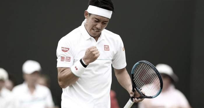Nishikori celebrando uno de los puntos del partido. Foto: @ATPTour_ES