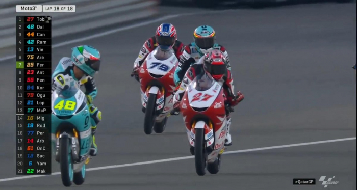 Moto3 Gp Qatar- Vittoria di sol Levante con Toba nel tramonto del Qatar