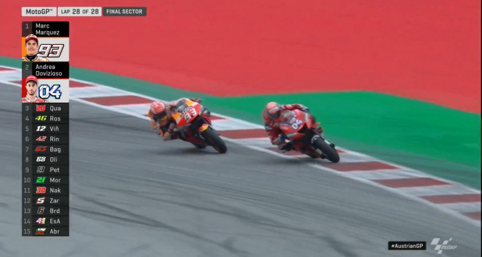 MotoGp Gp Austria- Dovizioso su Marquez all'ultima curva come nel 2017