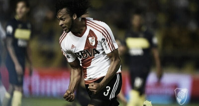 Mina se dio el gusto de festejar en un Superclásico, pero rindió poco (Foto: River Plate Oficial).