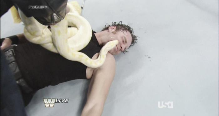 The last time Ambrose and Roberts met - The Lunatic Fringe was introduced to his Snake; Revelations (image: wewantinsanity.com)