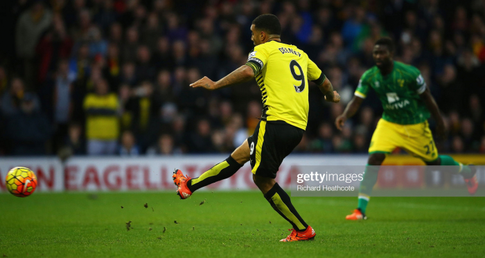 Troy Deeney is in the Watford squad for the first time since August, having contributed to four goals in his last two fixtures against Norwich (Photo: Getty Images)