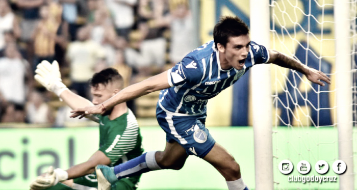 SE LLENA LA BOCA DE GOL. Garro de buen presente grita el primer gol de la tarde. Foto: Club Godoy Cruz