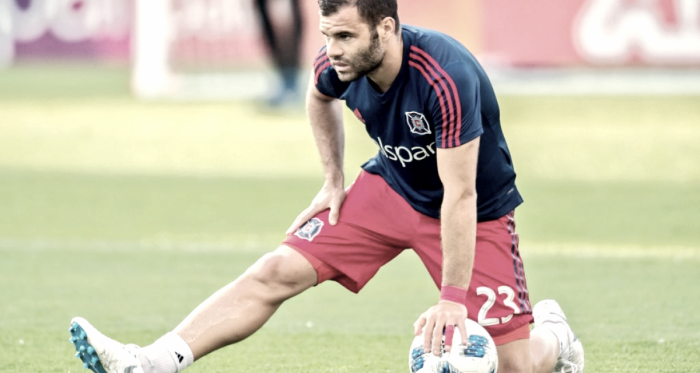 Nemanja Nikolic prior to kickoff. | Photo: Chicago Fire