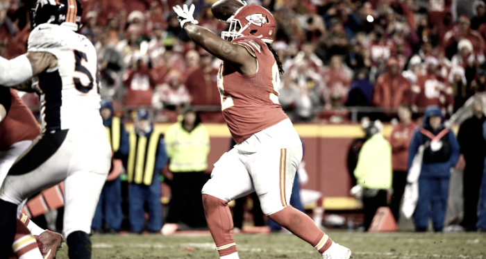 Dontari Poe threw a touchdown last season against the Denver Broncos | Source: Joe Amon - The Denver Post