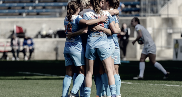 The Chicago Red Stars celebrate after a goal (Photo Courtesy: Chicago Red Stars)