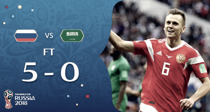 il pokerissimo della russia contro l'arabia saudita (fonte foto twitter fifa world cup)
