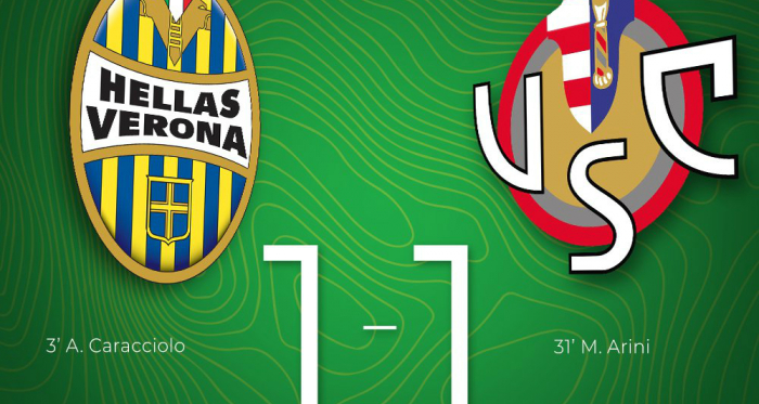 Serie B - Arini risponde a Caracciolo: tra Verona e Cremonese finisce 1-1