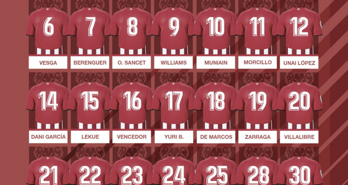 Dorsales oficiales del primer equipo