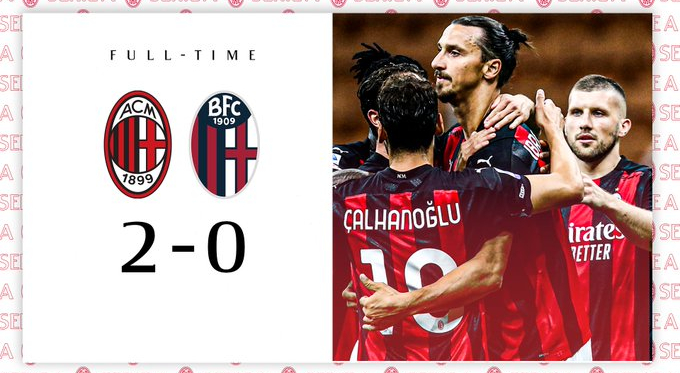 Serie A - Il Milan riparte dal solito Ibrahimovic: 2-0 al Bologna