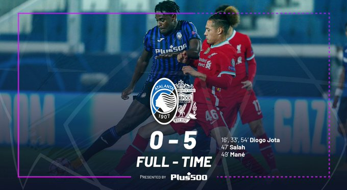 Il Liverpool demolisce l'Atalanta: 5-0 al Gewiss Stadium