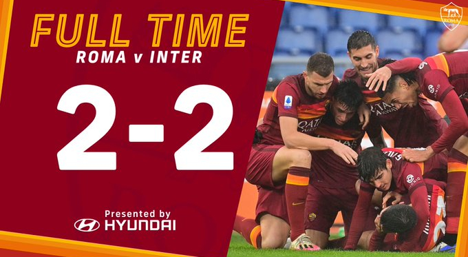 Mancini "salva" la Roma: contro l'Inter finisce 2-2