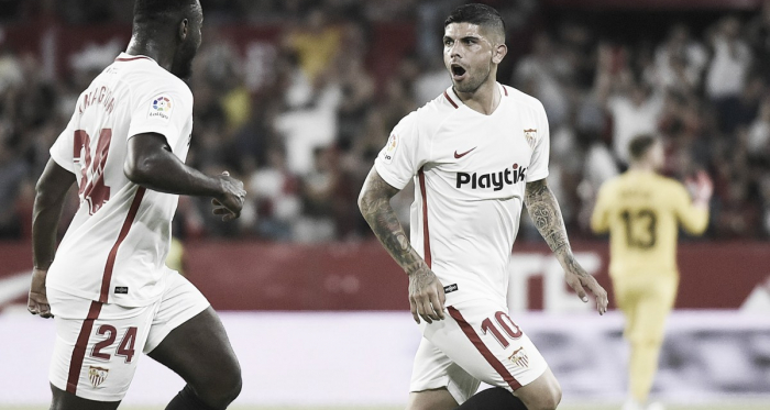 Ever Banega celebrando el único tanto del partido | Foto: Sevilla FC