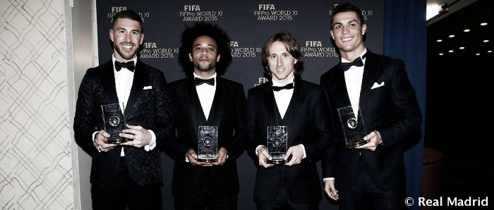 Marcelo, Sergio Ramos, Modric y Cristiano, en el Once Mundial de FIFPro 2015