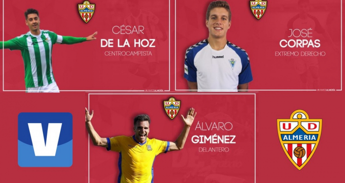 Las tres nuevas incorporaciones de la UD Almería. Fotos: UD Almería