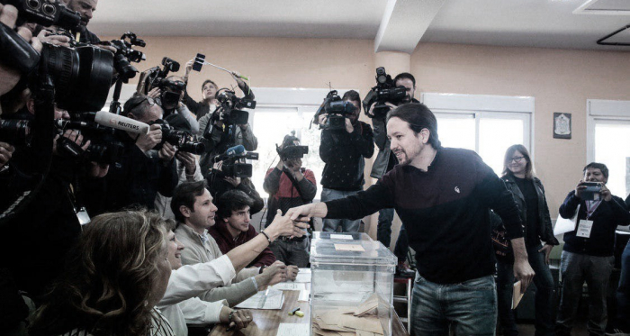 Pablo iglesias durante el pasado 28-A. Fuente: Cuenta oficial de Facebook de Podemos (@ahorapodemos). 