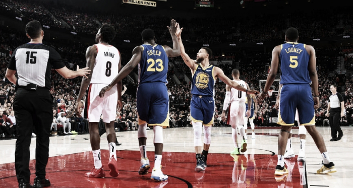 Demoledores. Curry y Green fueron las grandes figuras de la noche. Foto: NBA.