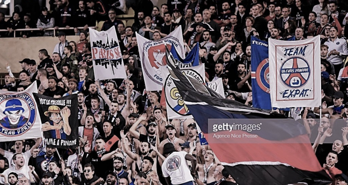 La hinchada del PSG celebra en Mónaco. Foto: Getty images.