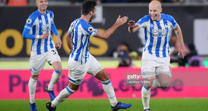 Aaron Mooy celebrates in Huddersfield Town's 2-0 win against Wolverhampton Wanderers. (picture: Getty Images / Laurence Griffiths)