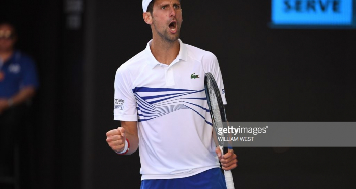 Djokovic reacts during his third-round win/Photo: William West/Getty Images