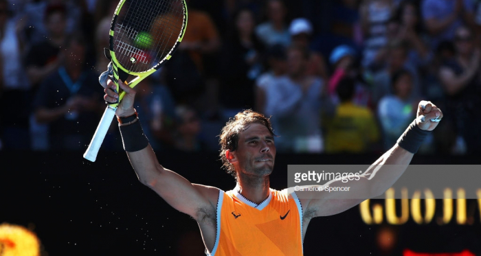 Nadal celebrates his won over Tomas Berdych (Cameron Spencer/Getty Images)