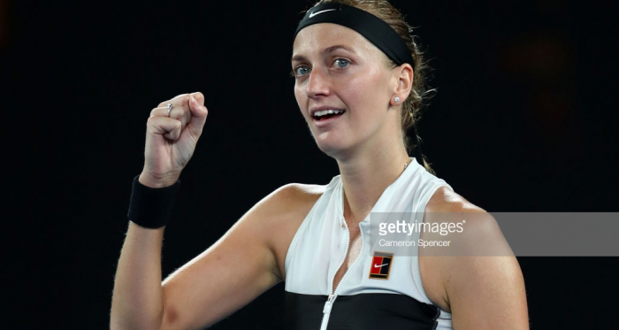 Kvitova celebrates winning her Australian Open semifinal/Photo: Cameron Spencer/Getty Images