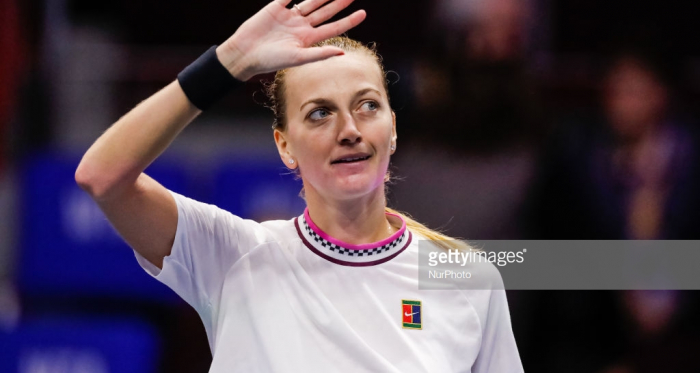 Kvitova waves to the crowd after her second-round victory/Photo: NurPhoto via Getty Images