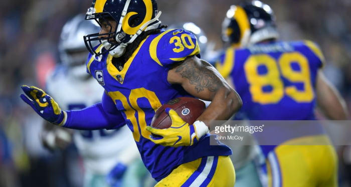Todd Gurley will be hoping to bounce back against the Patriots (Photo by John McCoy/Getty Images)