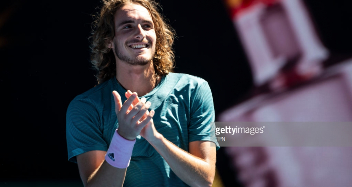 Tsitsipas is all smiles as he is into the semifinals/Photo: TPN via Getty Images