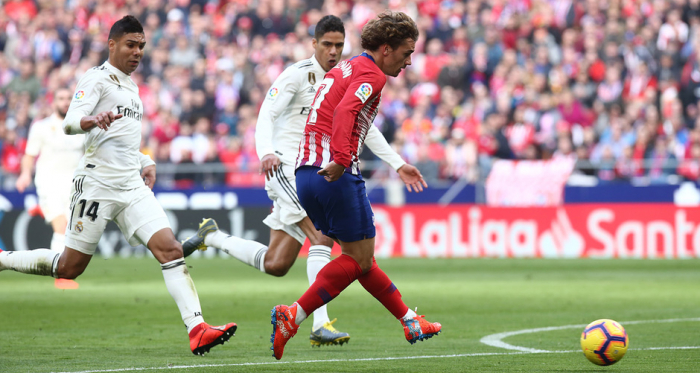 Griezmann anotando el momentáneo empate a uno. Foto: Web oficial Atlético de Madrid