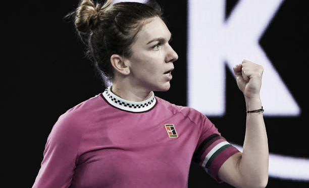 Simona Halep aprieta el puño durante su partido de hoy ante Kaia Kanepi en Melbourne. Foto: gettyimages.es