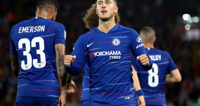 Eden Hazard scored Chelsea's second goal after setting up their first at Anfield | Photo via Chelsea FC Twitter
