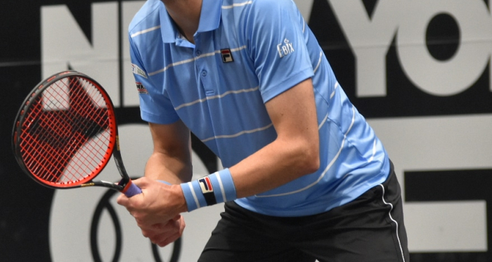 Isner in action during his second-round match/Photo: John Lupo/VAVEL UK