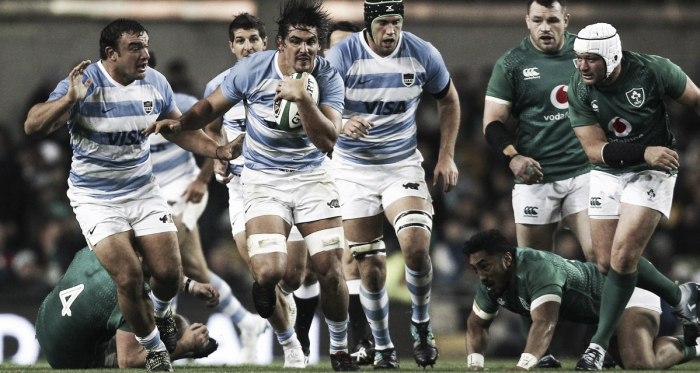 Pablo Matera, uno (o el) de los puntos más altos del rugby argentino en los últimos años, debutó como capitán de los Pumas. Se lo vio, por momentos, tenso y nervioso, pero con su característico temple. Crédito: UAR.
