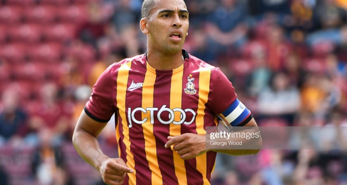 James Vaughan scored his fifth goal of the season for Bradford. Photo by George Wood/Getty Images.