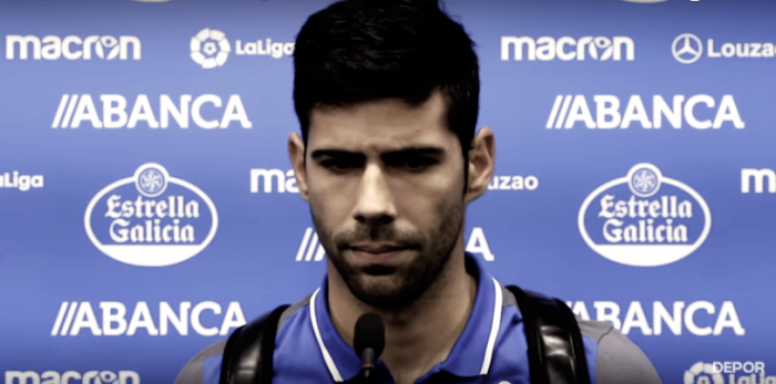 Juanfran en zona mixta // Imagen: RC Deportivo