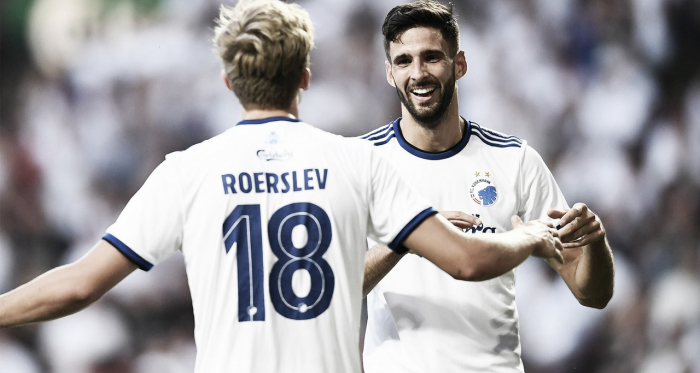 Kodro después de anotar tres goles // Fuente: Copenhague