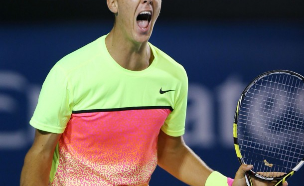 Kokkinakis after his first-round upset of Ernests Gulbis at the 2015 Australian Open. Photo: Daily Mail UK