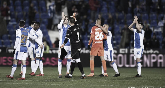 Cuéllar celebra con sus compañeros una victoria | Foto: CD Leganés