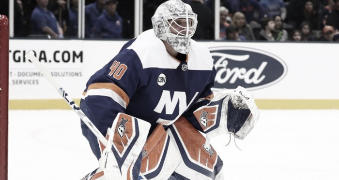 Lehner durante un partido con los Islanders la pasada campaña | Foto: NHL.com