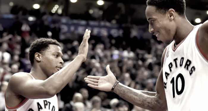 Toronto Raptors' Kyle Lowry and DeMar DeRozan are arguably one of the top backcourts in the NBA. Photo: Frank Gunn/The Canadian Press