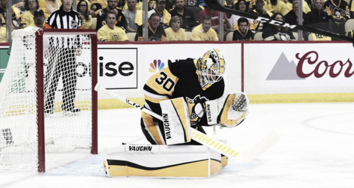 Matt Murray makes a save. Could the young goaltender be on the verge of breaking through again? Photo Credit: NHL.com