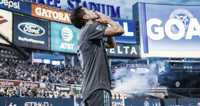 Jesus Medina celebrating the opening goal. | Photo: New York City FC