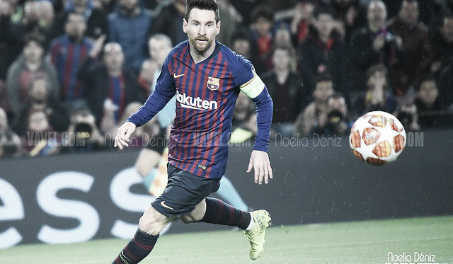Messi jugando contra el Olympique de Lyon. FOTO: Noelia Déniz