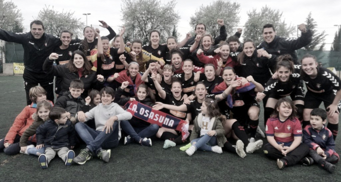 Celebración de la victoria de las líderes. Foto: Osasuna