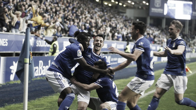 Celebración del gol de Tejera | Imagen: Real Oviedo