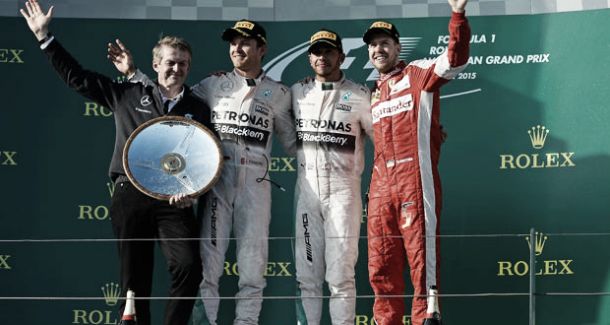 Foto do podio deste primeiro GP da temporada (Foto in Pirelli Press)