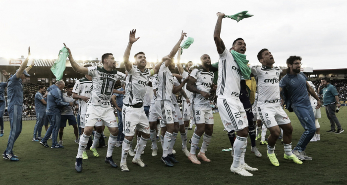 Jogadores festejam o título. (Foto: Cesar Greco - Ag Palmeiras - Divulgação)