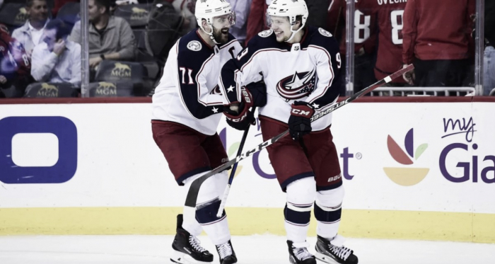 Nick Foligno and Artemi Panarin (Photo courtesy of Sports Illustrated, Patrick Mcdermott)